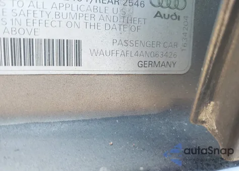 2010 Audi A4 2.0T Premium z USA, uszkodzony, nr VIN WAUFFAFL4AN063426